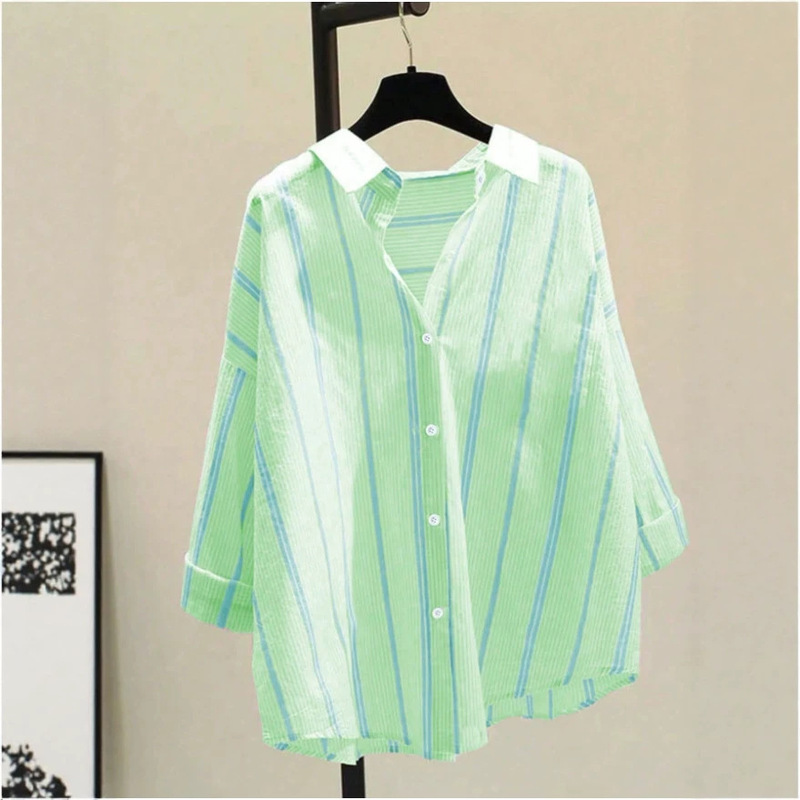 Women's striped casual office elegant button-up shirt, long sleeve, spring, summer, autumn style Women's striped casual office elegant button-up shirt, long sleeve, spring, summer, autumn style