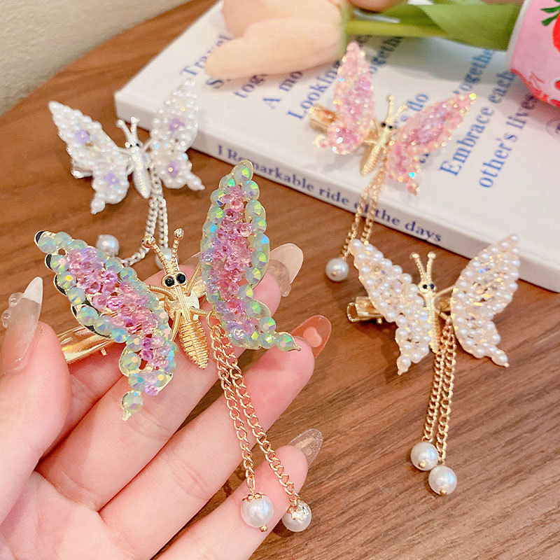 Cute Fashion Sweet Butterfly Alloy Metal Artificial Pearls Hair Clip display picture 3