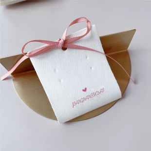 Pink Jewelry Card Customized Cotton and Linen Soft Fabric Ear Card Label Universal Earrings Necklace Cardboard Printable Logo
