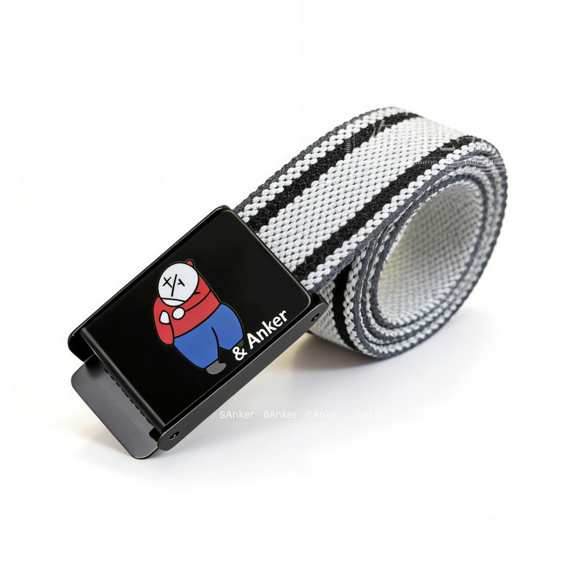 Student canvas belt, military training workwear jeans belt, youth casual versatile trendy unisex jacquard belt