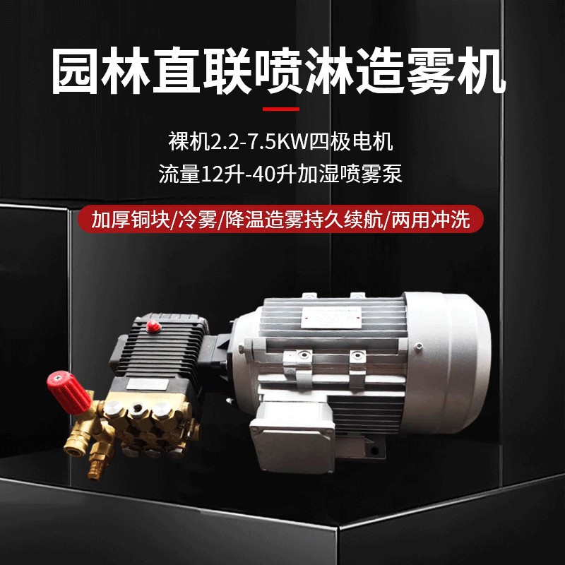 洗车机直联加泵头降温柱塞泵 陶瓷加湿商用喷淋高压泵 造雾打药机