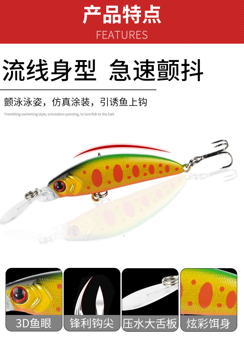 Sinking Minnow Lures Shallow Diving Minnow Baits Fresh Water Bass Swimbait Tackle Gear