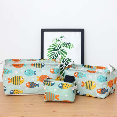 Factory Direct Sale Desktop Storage Box Dormitory Stationery Snack Storage Basket Car Foldable Fabric Storage Box Basket Dropshipping