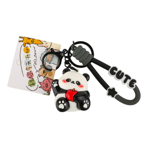 Original UV electroplating cartoon panda keychain cute high-end doll keychain couple bag pendant gift