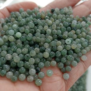 Natural Genuine Burmese Jadeite A-Grade Oil Green Loose Beads Wholesale Jade Jade with Beads Bracelet Necklace Beads
