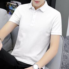 夏季潮牌夏季POLO衫男短袖商务休闲翻领t恤男士上衣白色灰色男装