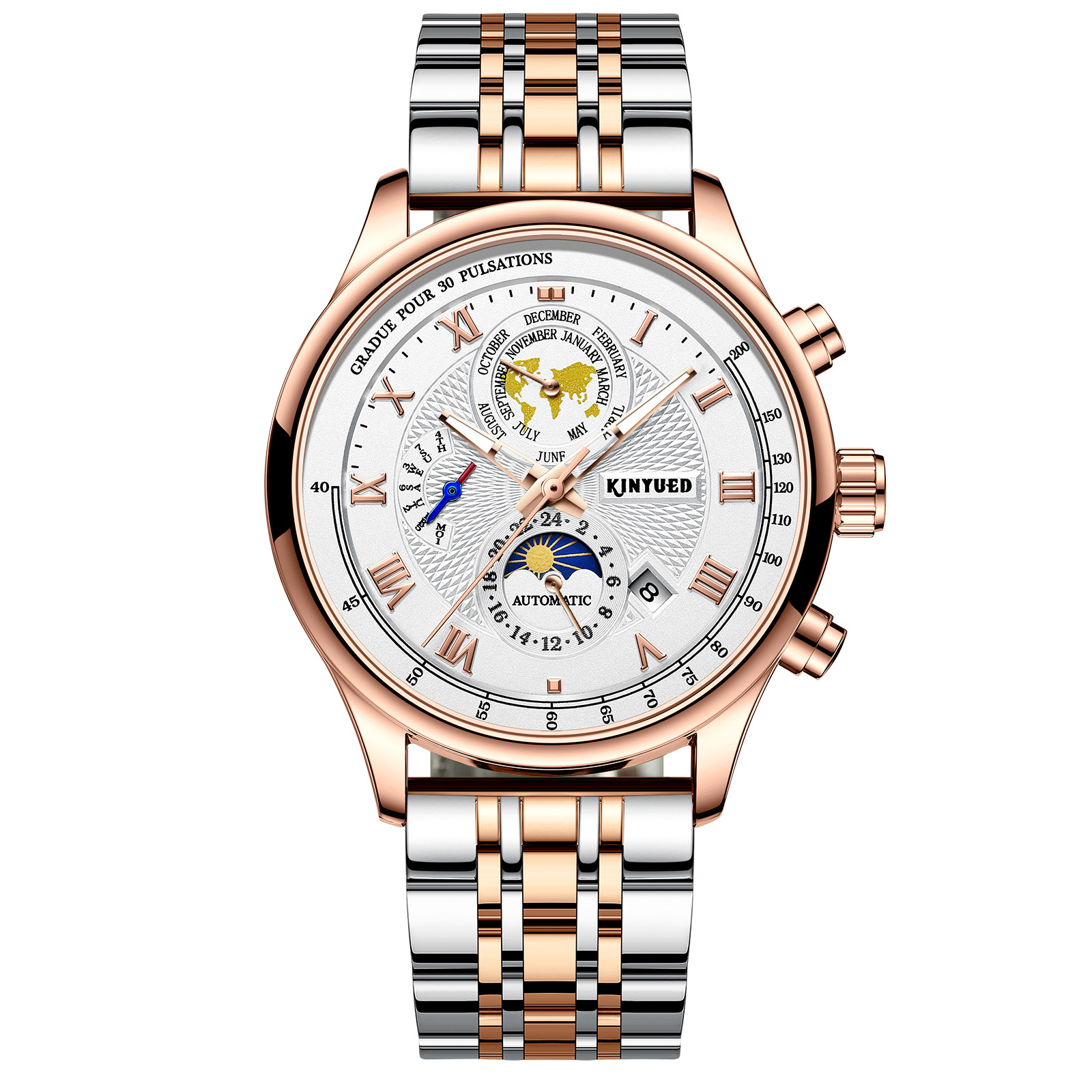 Fashion business men's watch multi-function mechanical watch fully automatic mechanical watch calendar type luminous men's watch