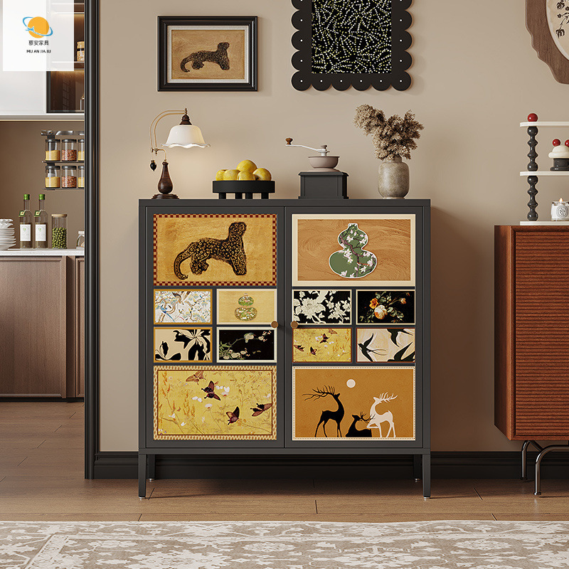 Medieval Style Storage Low Cabinet Sideboard Cabinet Retro Steel Sideboard Tea New Living Room Home Iron Art