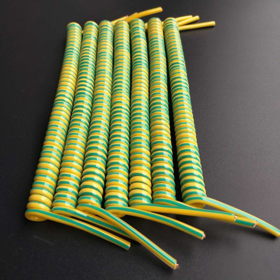 厂家黄绿双色弹簧线 PU弹簧线 2.5平方 4平方6平方弹簧线支持定制