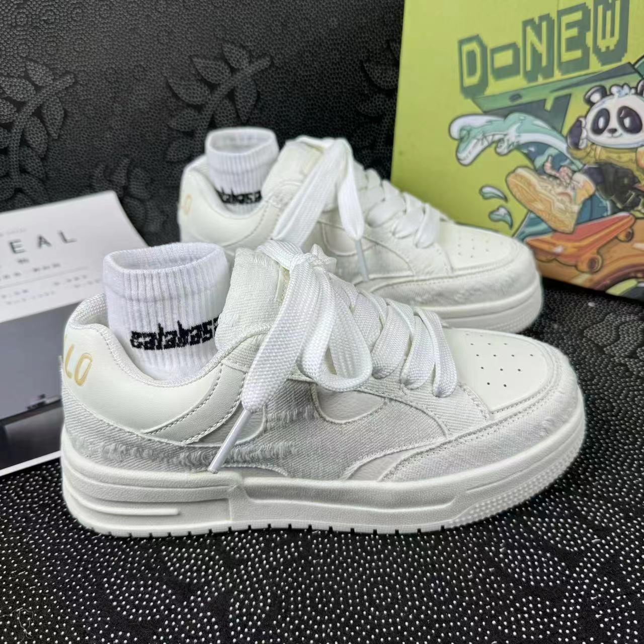 Weiße Freizeitschuhe Für Damen Und Herren Im Lässigen Skater-stil_voghion.com