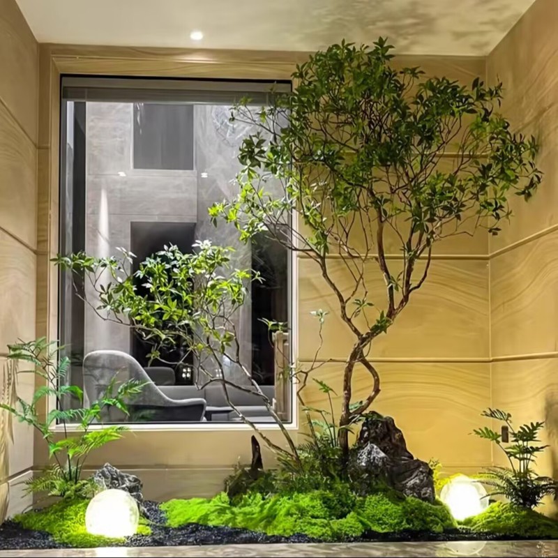 ハイエンドシミュレーション馬酔木植物造景室内階段口装飾ショーウインドー模造緑植大型偽樹造景|undefined