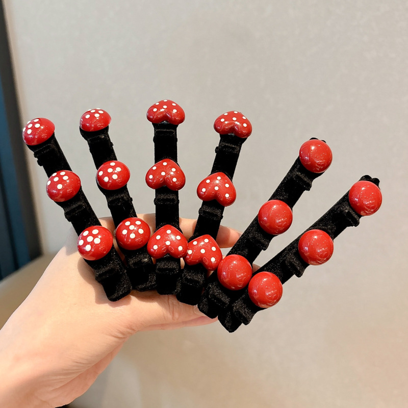 Otoño y invierno flocado Anchor Red Wave Point amor broca de cabello femenina alta sensación lateral frisa de acabado de cabello de artefacto broca de cabello