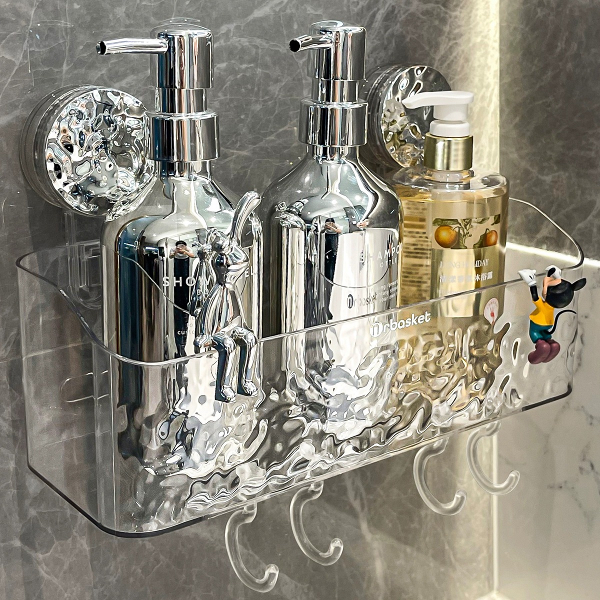 Cuarto de baño ventosa rack de almacenamiento rack de baño sin golpes inodoro lavabo cesta colgante cocina caja de almacenamiento montada en la pared