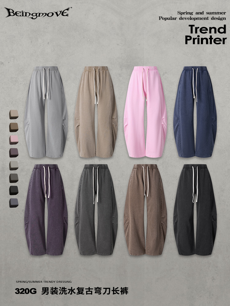 Calle seca de verano 2026 marca de moda americana retro pantalones de macheta recto deportivo casual pantalones de algodón sueltos para hombre