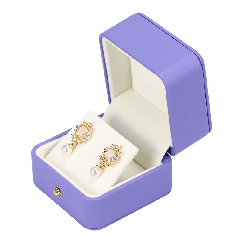 Caja de joyería azul de moda exquisita anillo collar pendientes joyería caja de almacenamiento pulsera de cuero pu