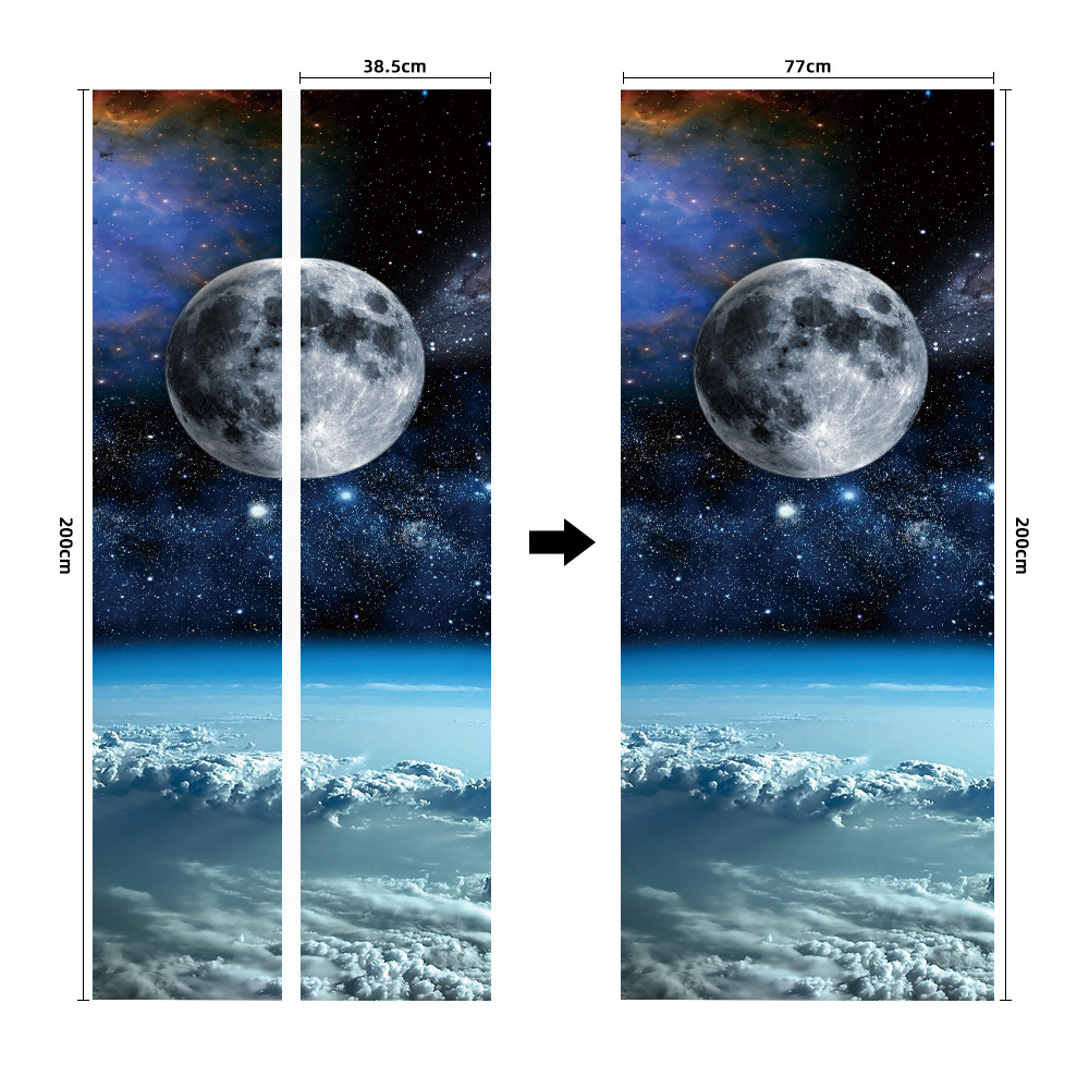 Pegatinas para puertas 3D respetuosas con el medio ambiente, autoadhesivos, fabricantes de origen al por mayor, patrones populares transfronterizos de alta definición, adhesivos para puertas impermeables, a prueba de aceite y antiincrustantes