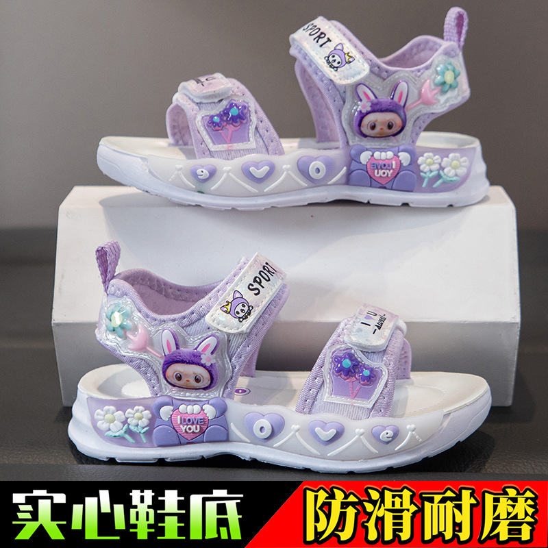 Sandalias Deportivas con Dibujos para Niñas de Cuero Sintético y Caucho con Velcro para Playa y Al Aire Libre image 6