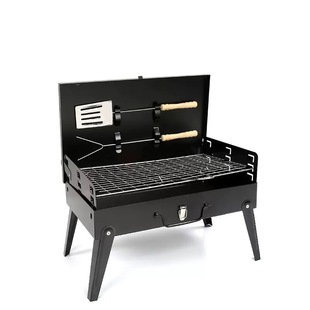Outdoor Barbecue Grill with Built-In Barbecue Tools, Portable Grill, Foldable Picnic Stove, Box-Type Barbecue Grill, Camping Grill