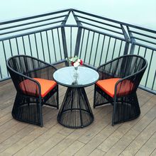 户外休闲藤椅小茶几三五件套室外花园庭院仿藤家具露天简约藤桌椅