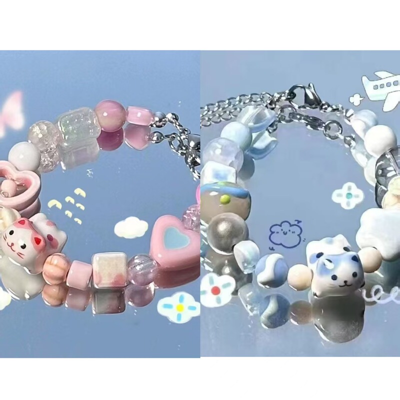 Summer Rainbow ~ Dopamine Fresh Colorful Niche Design Sweet Rainbow Star Elastic Cord Bracelet Jewelry