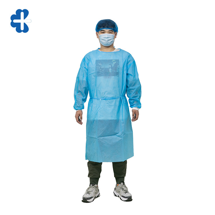 隔离衣一次性PP+PE无纺布后扣式反穿式螺纹袖口隔离服防尘工作服