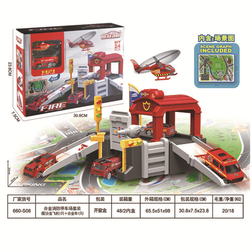 Cross-border foreign trade children's parking lot backpack rail car multi-scene engineering alloy car mother and baby play house toys