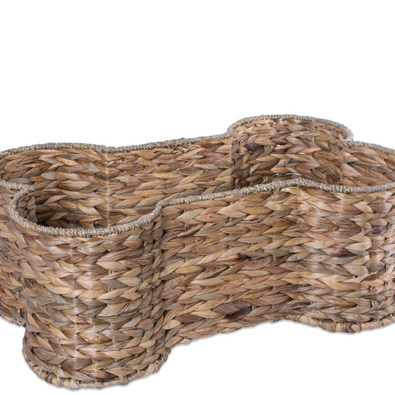 Personalizada transfronteriza mascotas juguetes almacenamiento cesta hueso forma cajas de hoyacinto hoyacinto tela de caña cesta de almacenamiento miscelánea