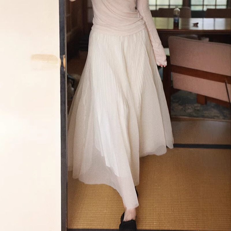Lalaglow Wind Shape French Style High Waist Slimming Sheer Skirt Women's Spring/Summer Long Skirt Lalaglow Wind Shape French Style High Waist Slimming Sheer Skirt Women's Spring/Summer Long Skirt