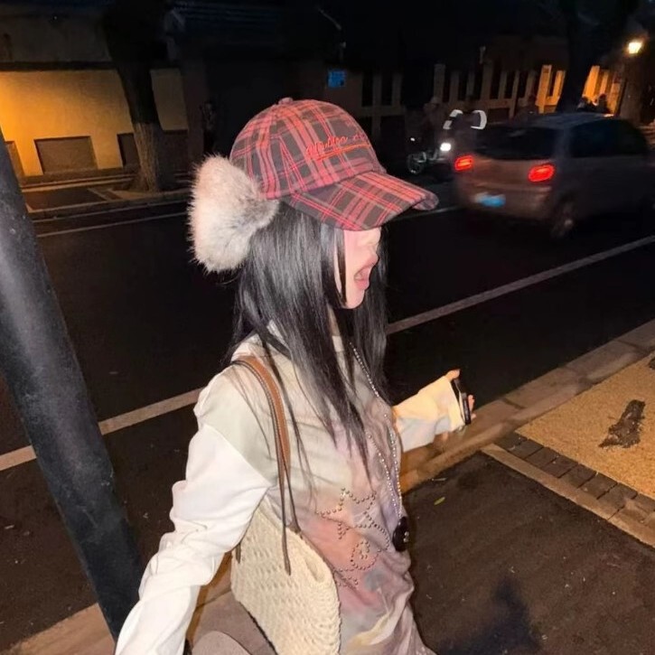新款复古亚比辣妹棒球帽女冬季保暖毛绒雪地帽护耳雷锋帽鸭舌帽子|undefined