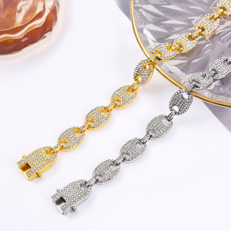 Diamond Coffee Bean Bracelet For Men Cuban Hip Hop Style_voghion.com