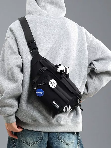 Trendy Crossbody Bag for Men Street Fashion Chest Bag Japanese Casual Waist Bag Portable Bag Trendy Versatile Workwear Cycling Bag