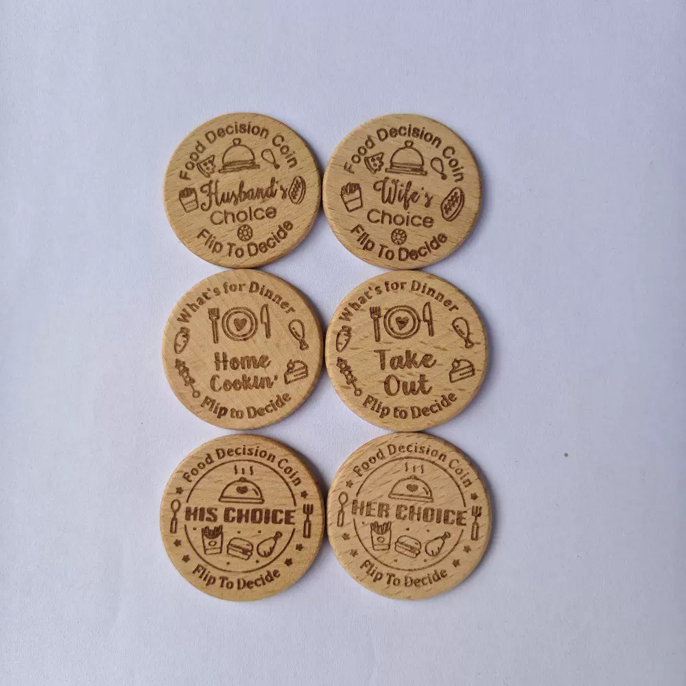 信泽榉木决策选择代币现货木片圆形镭射跨境情人节圣诞节创意礼物