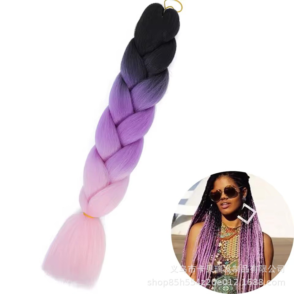 Xuchang pelucas al por mayor seda de alta temperatura teñido africano gran trenza jumbobraid fibra química colorida trenza sucia venta caliente