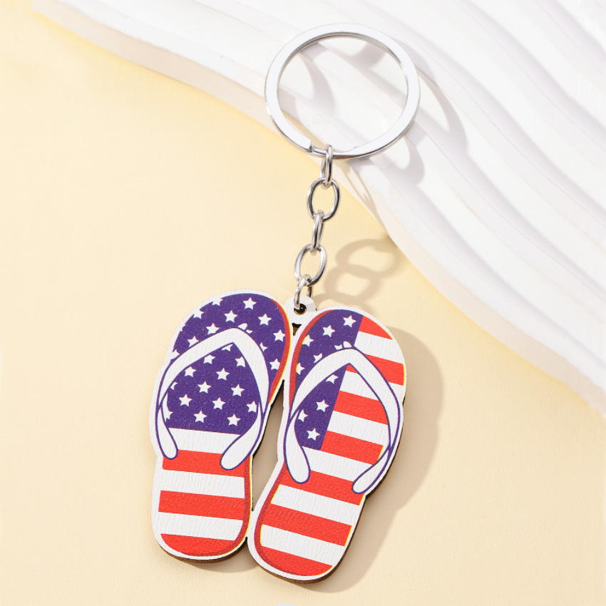 13g Weight Keychain Classification 1 Piece Quantity Daily Occasion Wood Material American Flag, Eagle Pattern Unisex Gender Retro Style 1 Piece Retro American Flag Eagle Wood Unisex Keychain 21