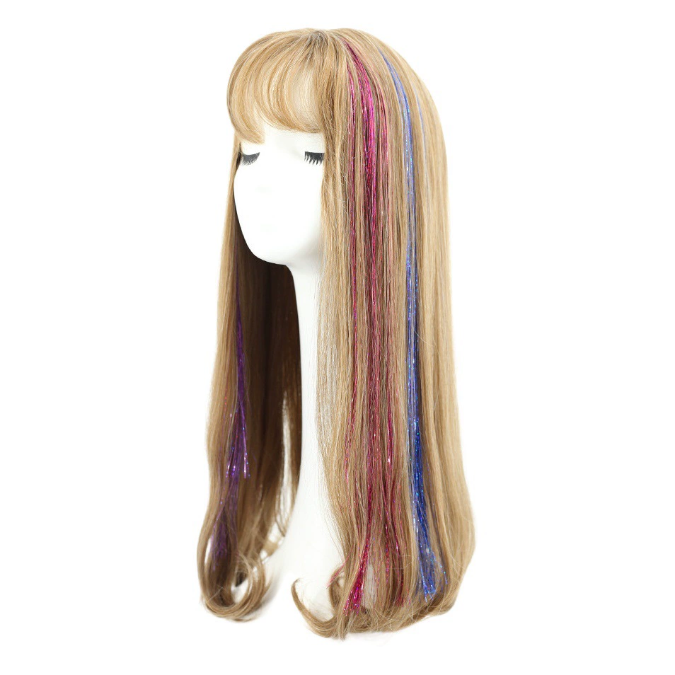 Европейская и американская Лазерная насадка для волос BB Клип Золотой парик блестящая красочная насадка для волос красочная золотая нить цвет свет