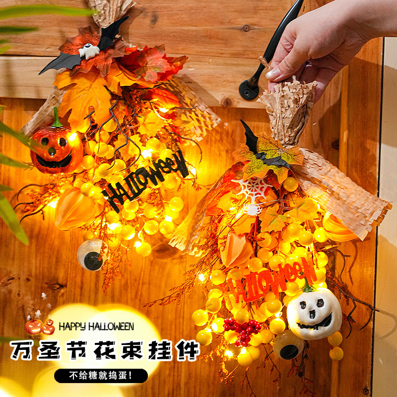 할로윈 호박 꽃다발 벽걸이 리스 DIY 파티 장식