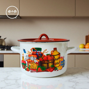 Enamel Cookware Manufacturer Wholesale Thickened Enamel Porcelain Soup Pot for Home Use, Suitable for Boiling Chicken Soup, Enamel Straight Pot for Cooking Medicine and Heating Milk