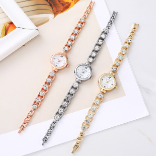 Foreign trade new whole body rhinestone luxury watch women's circular small disk fashion temperament inlaid white diamond small bracelet watches