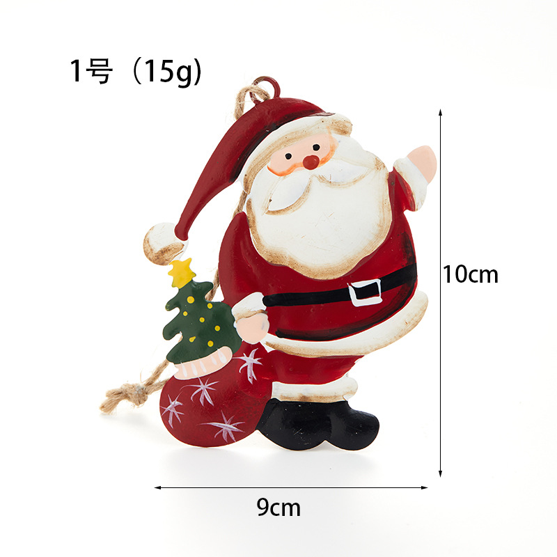 Madera Santa muñeco de nieve alce colgante de hierro forjado color decoración pintada a mano decoración de árbol de Navidad retro americano