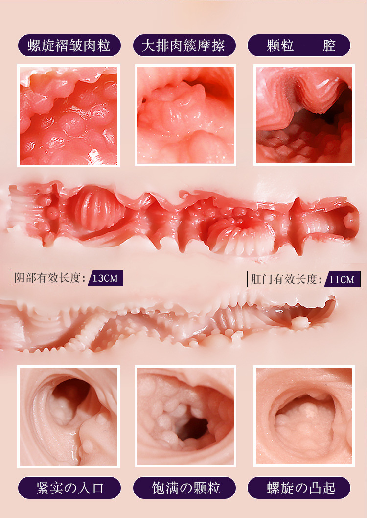 Jiuai Half-Body Silicone Masturbator Mold with Big Buttocks, Manual Airplane Cup, Flesh Tone — detail image 14
