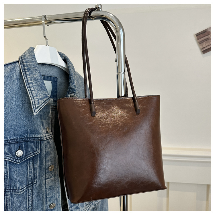 Europa y América simple retro bolsa de cubo de la línea de PU costura bolsa de cercanías bolso de las mujeres hombro bolso de las axilas bolso de las mujeres