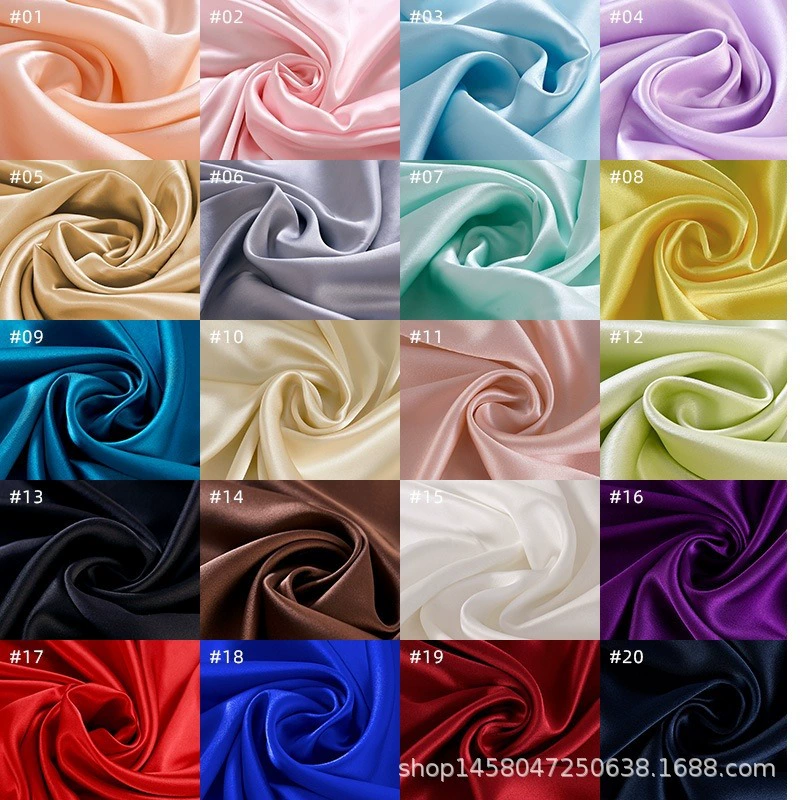 Silk fabric 100% mulberry satin, 114 cm width, 16 momme, plant‑dyed, wholesale multi‑color