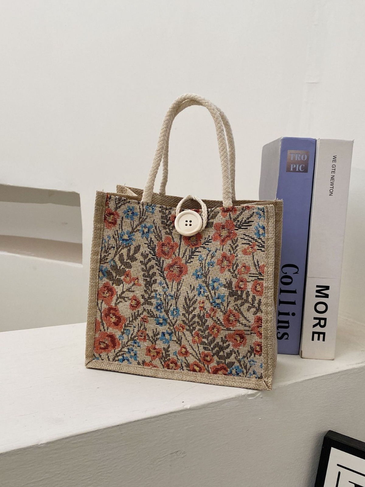 Nuevo bolso de tela de lino para mujer, nueva moda de verano, lonchera de lino portátil, bolso bento, bolso de mamá