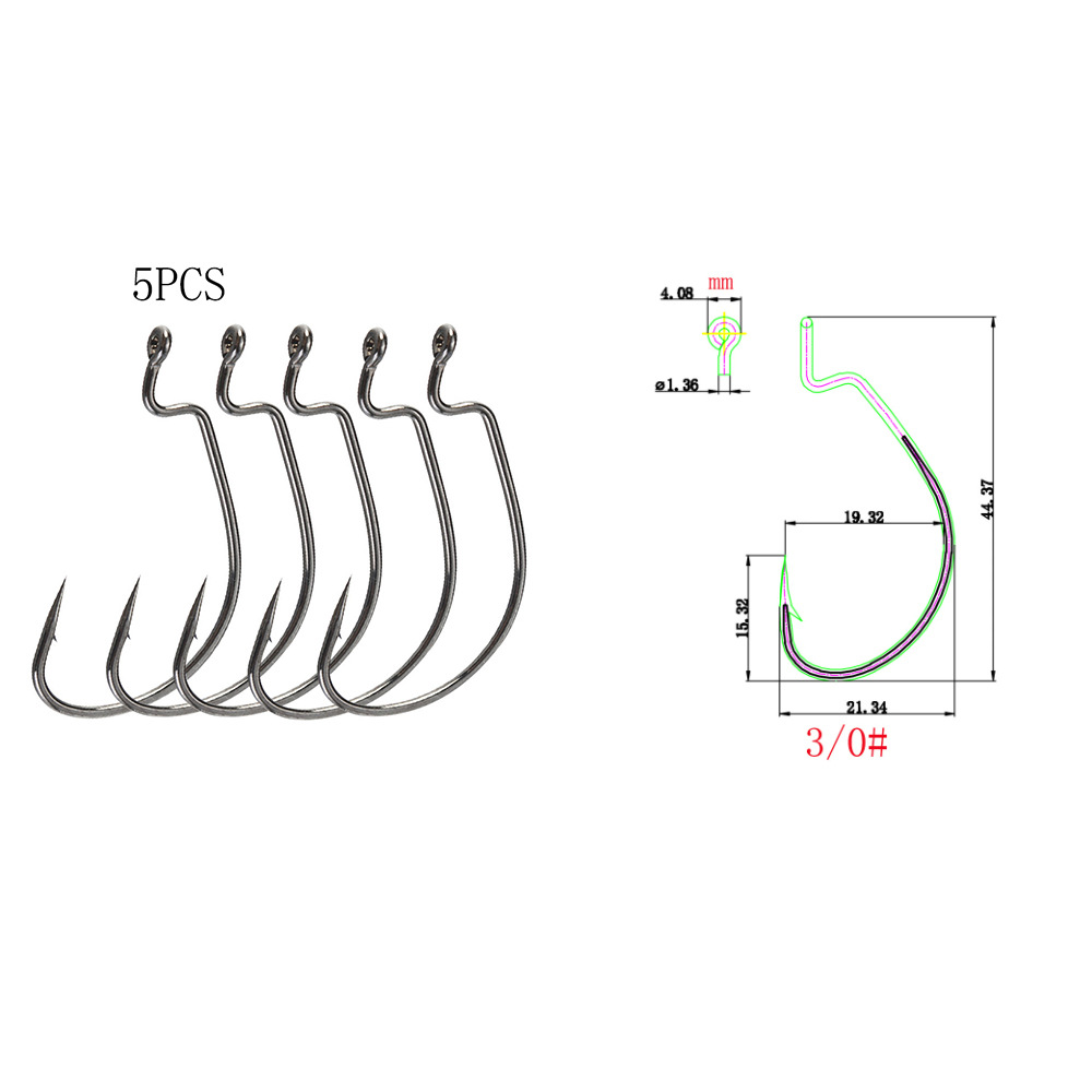 Zman SILENCIADOR Mar Pesca Texas grupo de pesca de mango largo gancho de manivela Gancho de manivela TPR suave cebo reforzado gancho de canal de sangre