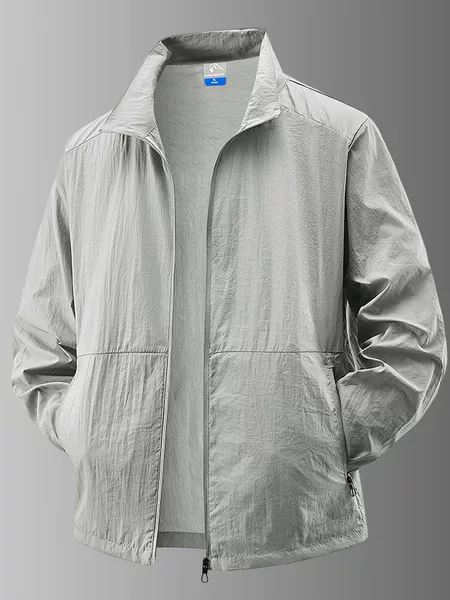 Men's sun protection jacket, spring/summer zip-up cardigan, outdoor sports jacket, ice silk breathable sun protection clothing