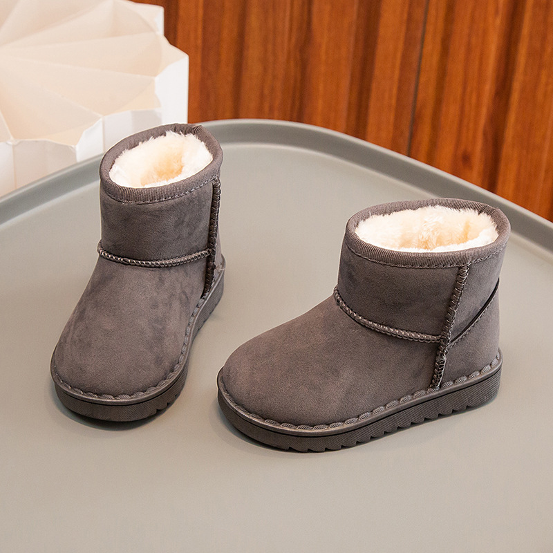 Bottes de neige pour enfants, garçons et filles, nouvel ensemble de bottes courtes, chaussures en daim et coton, isolation en peluche, hiver 2023_voghion.com