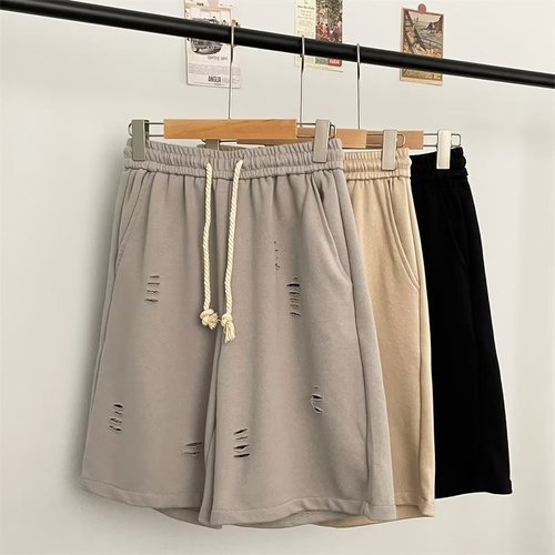 Summer Ripped Casual Shorts for Men, American Streetwear Trend Brand Loose Sports Pants, Fashionable and Versatile Basketball Five-Pocket Pants