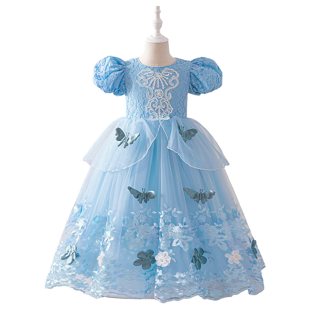 Vestidos para niños, vestidos de princesa, mangas abullonadas, tela forjada, niña de las flores, vestido de fiesta para niña, vestido de noche de un año para bebés