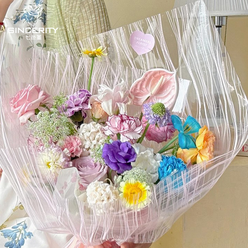 Qisepian celofán cristal Lafite net ramo de flores papel de embalaje papel de flores hecho a mano bricolaje floristería