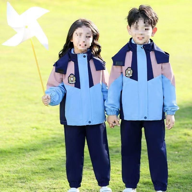 세트 봄과 가을 학교 교복 유치원 정원 교복 어린이 3 종 세트 가을 및 겨울 게임을위한 초등학교 학생을위한 수업 유니폼